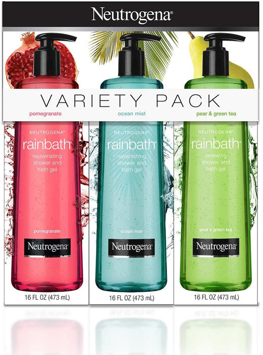 Neutrogena Rainbath Shower And Bath Gel, Variety Pack, 3 x 16 oz