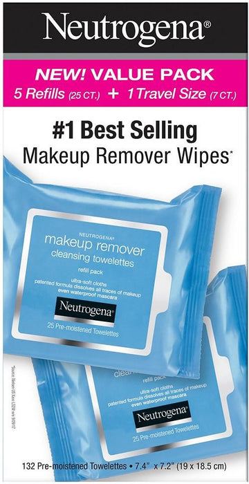 Neutrogena Makeup Remover Cleansing Face Wipes Value Pack, 132 ct