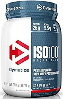 Dymatize ISO 100 Hydrolyzed 100% Whey Protein Isolate, Strawberry, 1.6 lbs