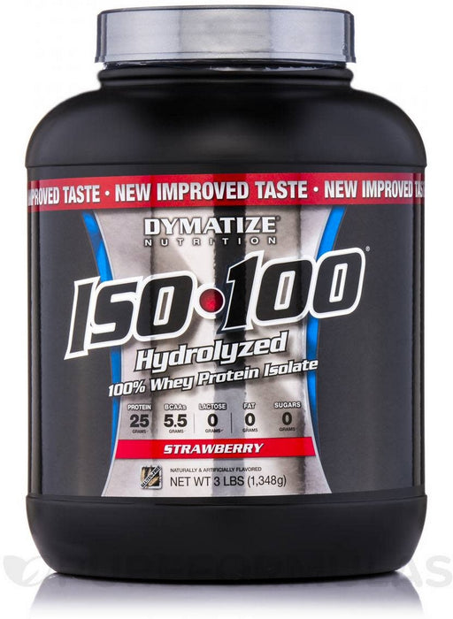 Dymatize ISO 100 Hydrolyzed 100% Whey Protein Isolate, Strawberry, 3 lbs