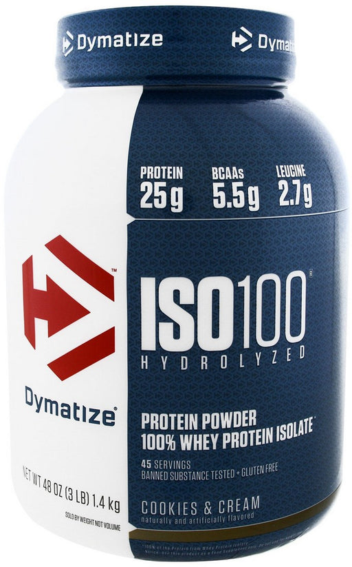 Dymatize ISO 100 Hydrolyzed 100% Whey Protein Isolate, Cookies & Cream, 3 lbs