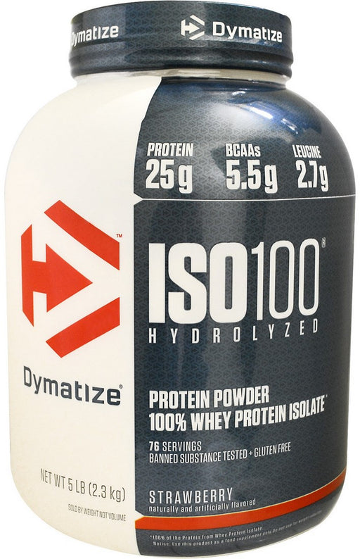 Dymatize ISO 100 Hydrolyzed 100% Whey Protein Isolate, Strawberry, 5 lbs