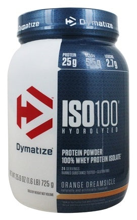 Dymatize ISO 100 Hydrolyzed 100% Whey Protein Isolate, Orange Dreamsicle, 1.6 lbs