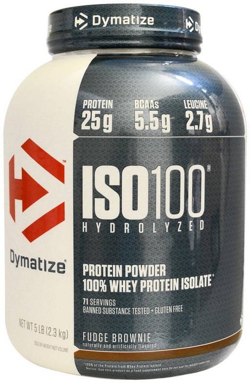 Dymatize ISO 100 Hydrolyzed 100% Whey Protein Isolate, Fudge Brownie, 5 lbs