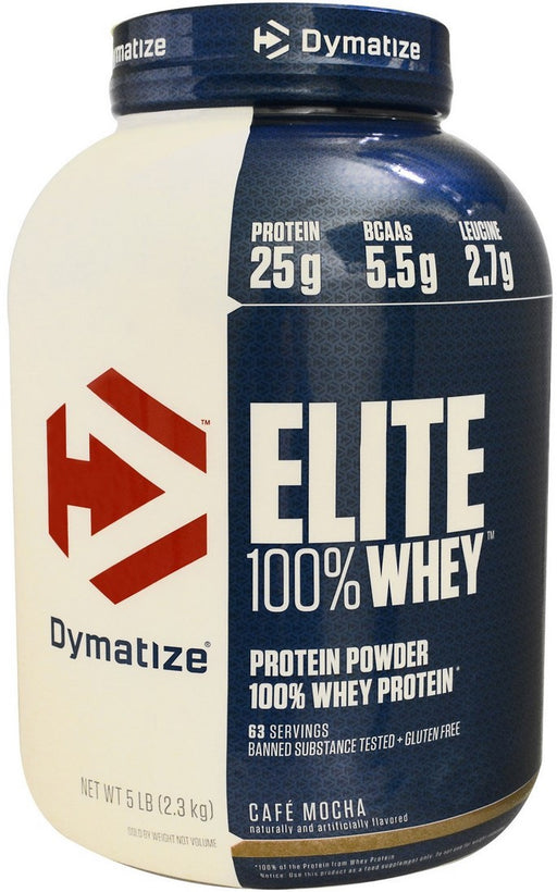 Dymatize Elite 100% Whey Protein, Cafe Mocha, 5 lbs