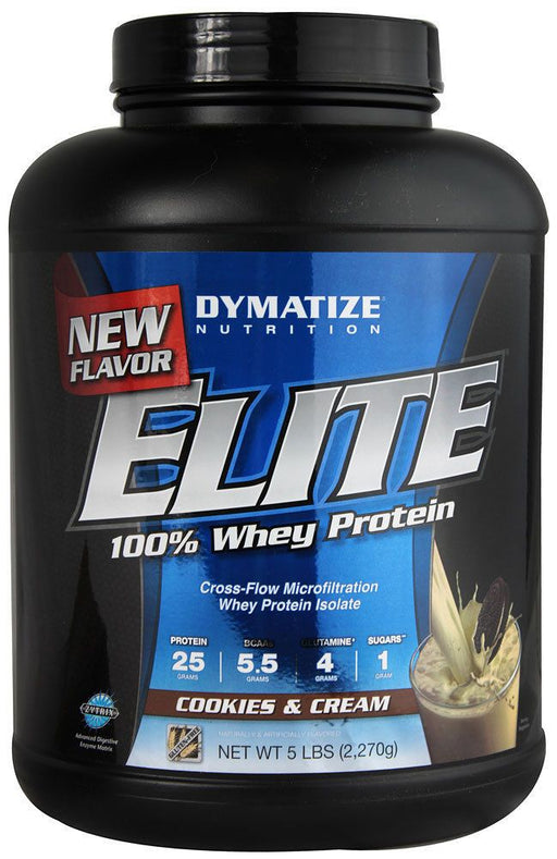 Dymatize Elite 100% Whey Protein, Cookies & Cream, 5 lbs