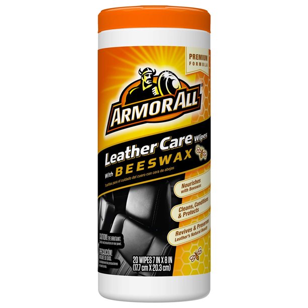 Armor All Leather Care With Beeswax Protectant Wipes, 20 ct