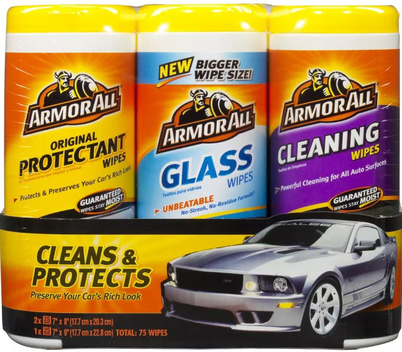 Armor All Protectant, Cleaning & Glass Wipes, 3-Pack , 3 ct