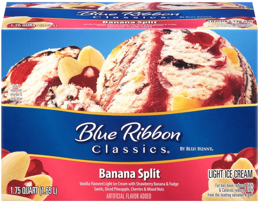 Blue Bunny Blue Ribbon Classics Banana Split Light Ice Cream, 56 oz