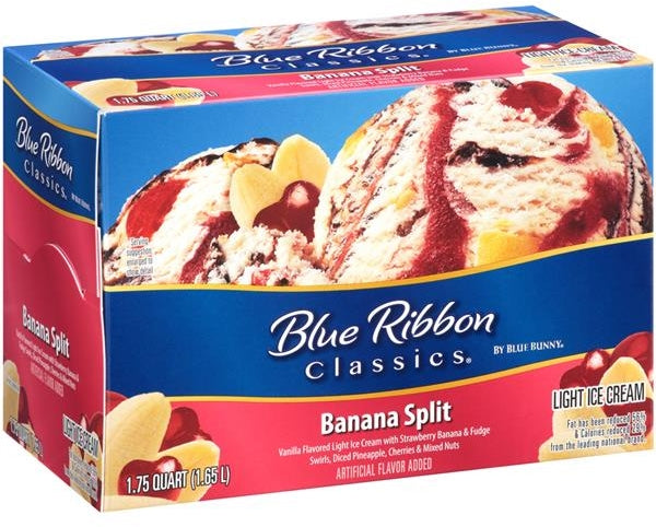 Blue Bunny Blue Ribbon Classics Banana Split Light Ice Cream, 56 oz