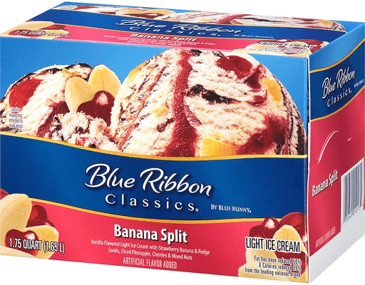 Blue Bunny Blue Ribbon Classics Banana Split Light Ice Cream, 56 oz