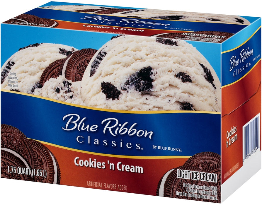 Blue Bunny Blue Ribbon Classics Cookies 'n Cream Light Ice Cream, 56 oz