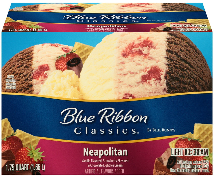 Blue Bunny Blue Ribbon Classics Neapolitan Light Ice Cream, 56 oz