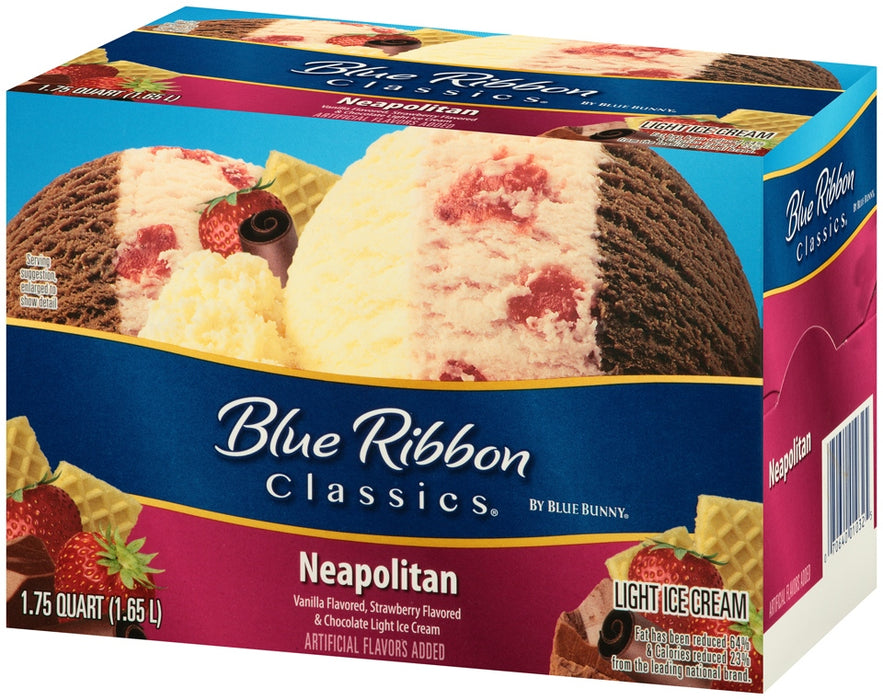 Blue Bunny Blue Ribbon Classics Neapolitan Light Ice Cream, 56 oz