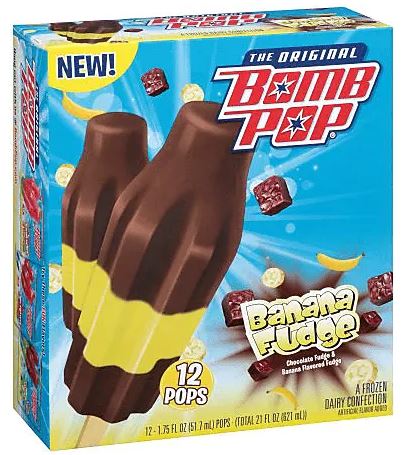 Bomb Pop Banana Fudge Frozen Popsicles, 12 ct