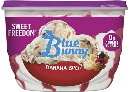 Blue Bunny Banana Split Ice Cream with No Added Sugar, 1,36 L