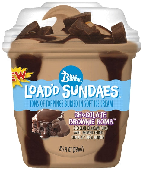 Blue Bunny Chocolate Brownie Bomb Load'd Sundaes, 8.5 oz