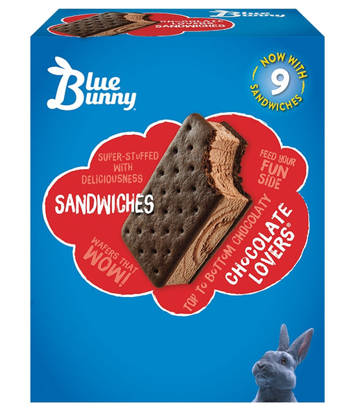 Blue Bunny Chocolate Lovers Ice Cream Sandwiches, 9 ct