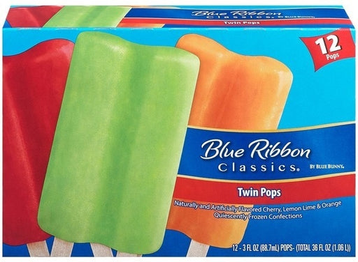 Blue Bunny Classics Twin Pops Popsicles Assorted, 12 x 3 oz