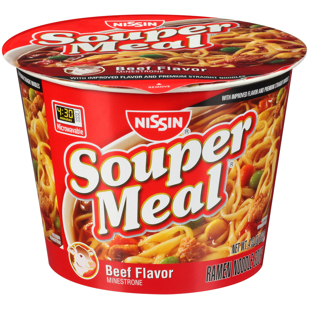 Nissin Souper Meal Ramen Noodle Soup, Beef Minestrone Flavor , 4.3 oz