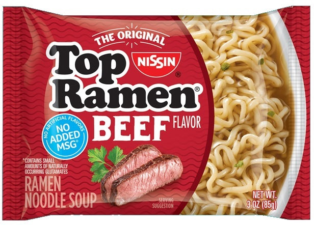 Nissin Top Ramen Instant Noodle Soup, Beef, 48 ct