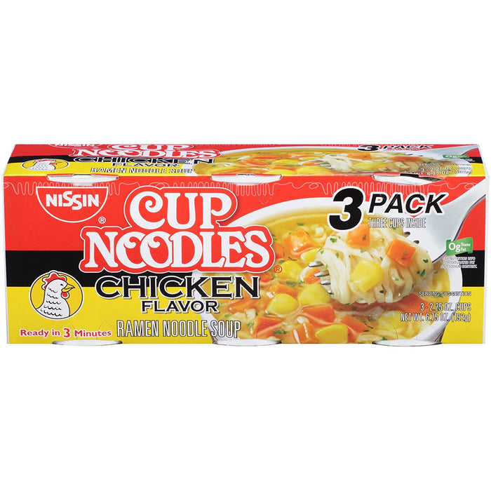 Nissin Cup Ramen Noodle Soup, Chicken Flavor, 3-Pack, 3 ct
