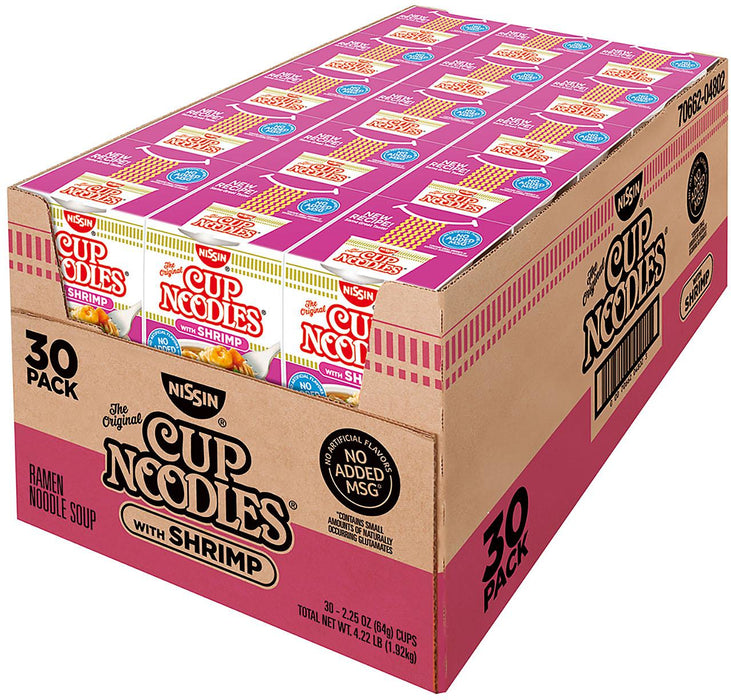 Nissin Cup Noodles With Shrimp Flavor Soup, Value Pack, 30 x 2.25 oz