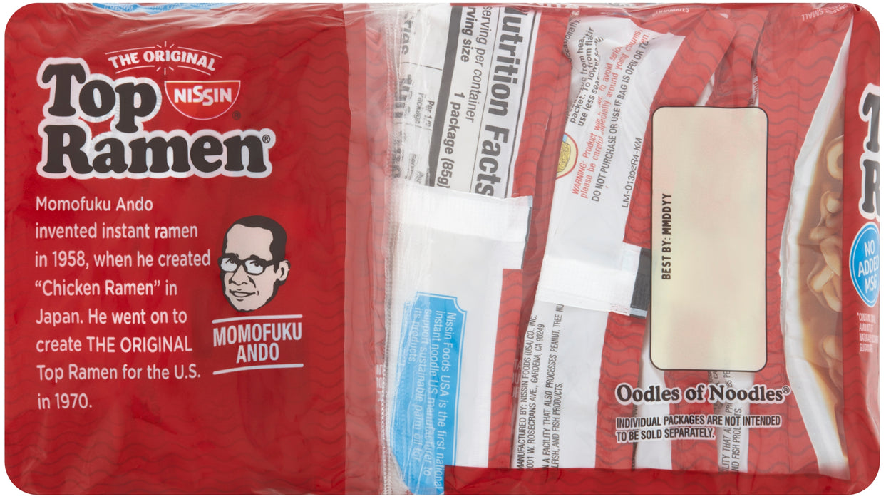 Nissin Top Ramen Noodle Soup, Beef Flavor, 6-Pack , 6 x 3 oz