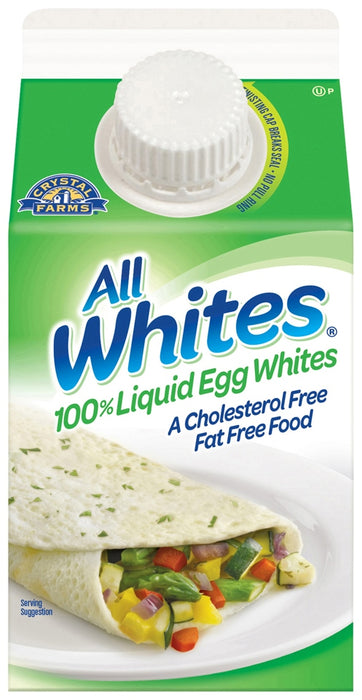 Crystal Farms All Whites 100% Liquid Egg Whites, Cholesterol Free and Fat Free, 16 oz
