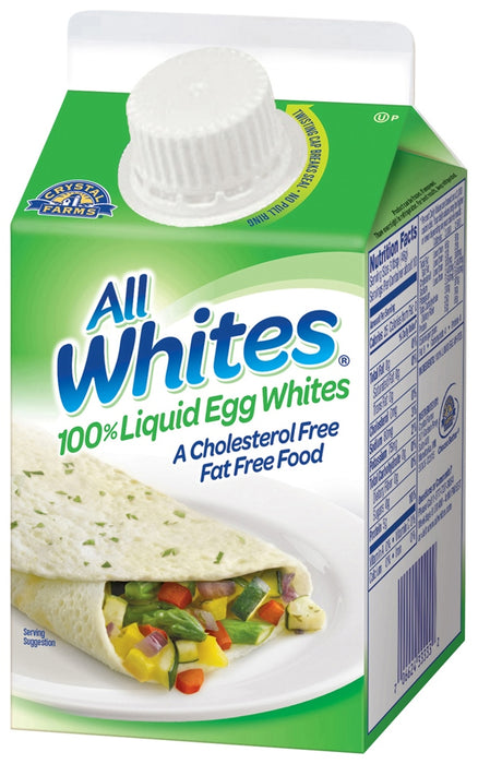 Crystal Farms All Whites 100% Liquid Egg Whites, Cholesterol Free and Fat Free, 16 oz