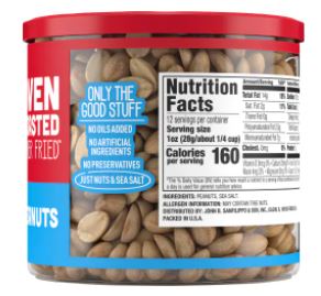 Fisher Oven Roasted Peanuts With Sea Salt , 12 oz