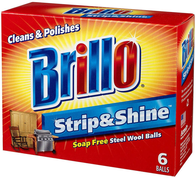 Brillo Strip & Shine Soap Free Steel Wool Balls, 6 ct