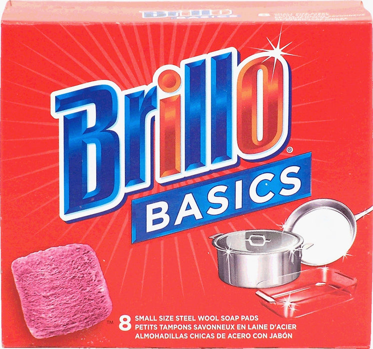 Brillo Basics Small Size Steel Wool Soap Pads, 8 ct