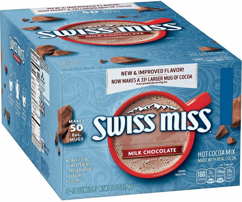 Swiss Miss Milk Chocolate Hot Cocoa Mix, Value Pack, 50 x 1.38 oz