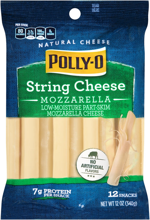 Polly-O String Low-Moisture Part-Skim Mozzarella Cheese Snacks, 12 ct