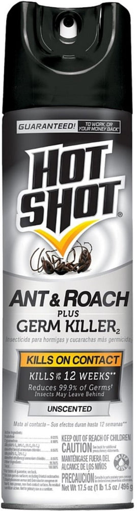 Hot Shot Ant & Roach Plus Germ Killer, Unscented, 17.5 oz