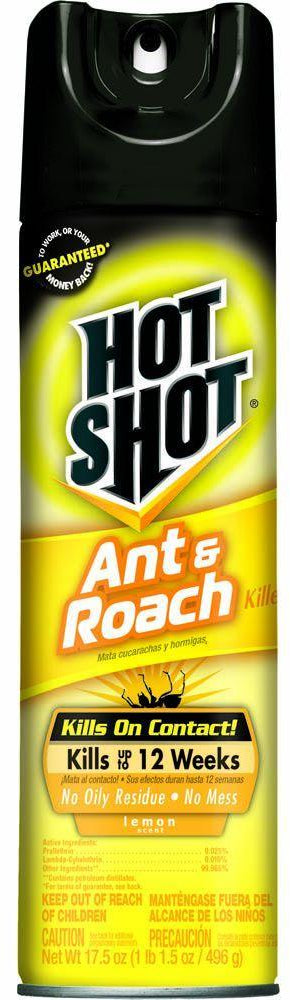 Hot Shot Ant & Roach Plus Germ Killer, Lemon Scent, 17.5 oz