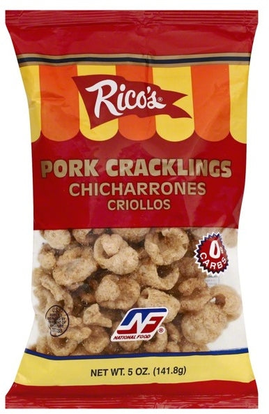 Rico's Pork Cracklings Chicharrones Criollos, 5 oz