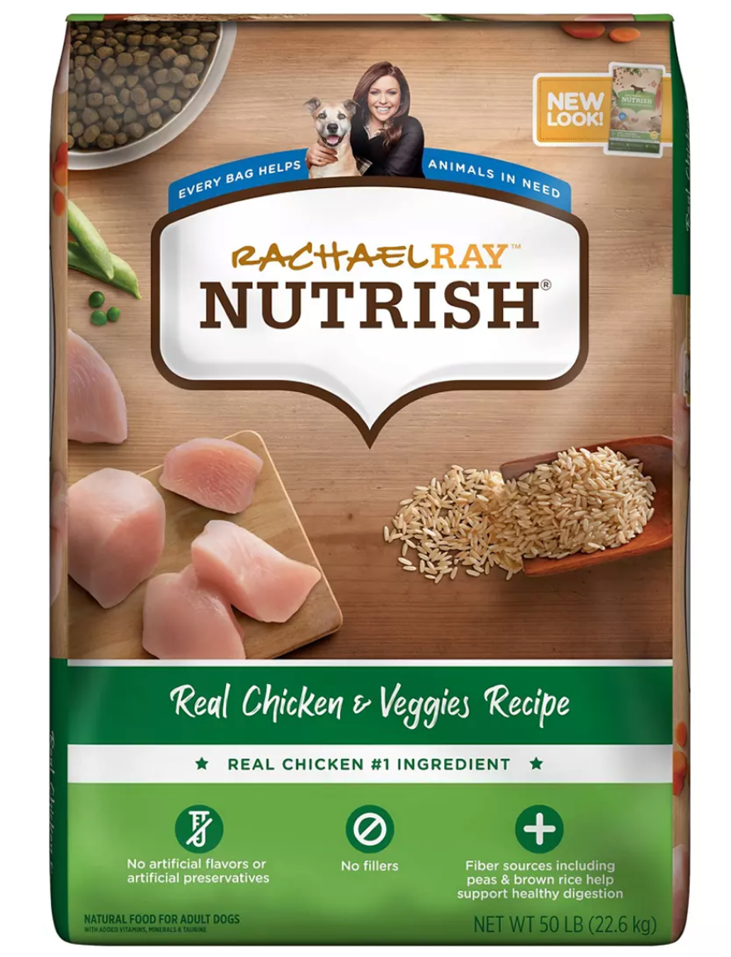 Rachel Ray Nutrish Real Chicken & Veggie Recipe Dry Dog Food , 50 lbs ...