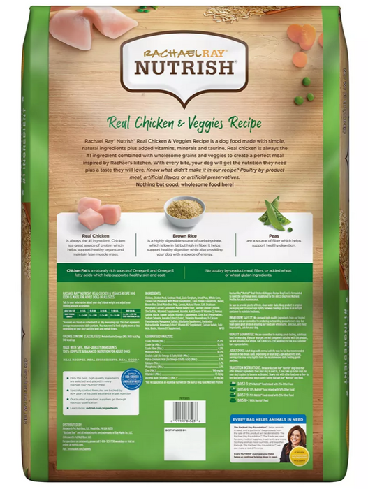 Rachel Ray Nutrish Real Chicken & Veggie Recipe Dry Dog Food , 50 lbs