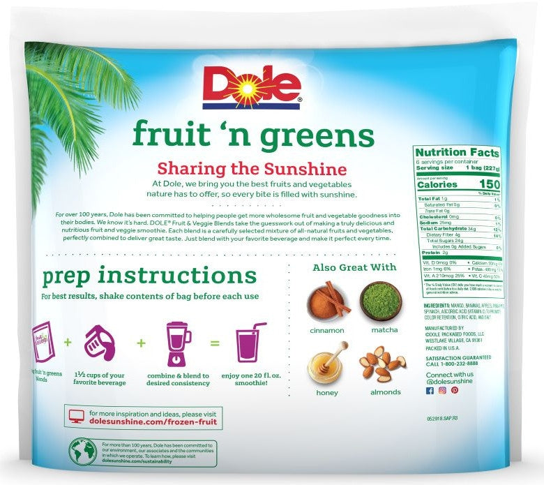 Dole Fruit & Veggie Blends Fruit 'n Greens, 1.36 kg