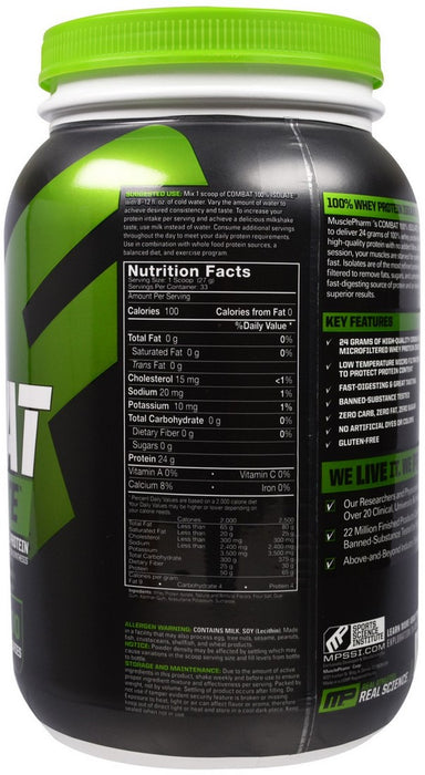 MP MusclePharm Zero Carb 100% Isolate  Protein Powder, Vanilla, 2 lbs