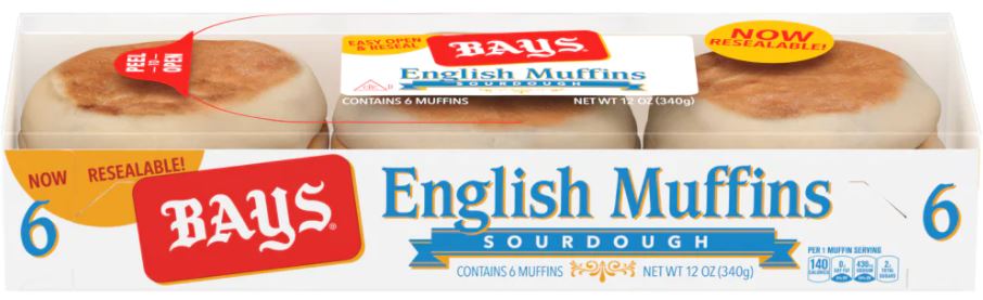 Bays Sourdough English Muffins , 6 ct