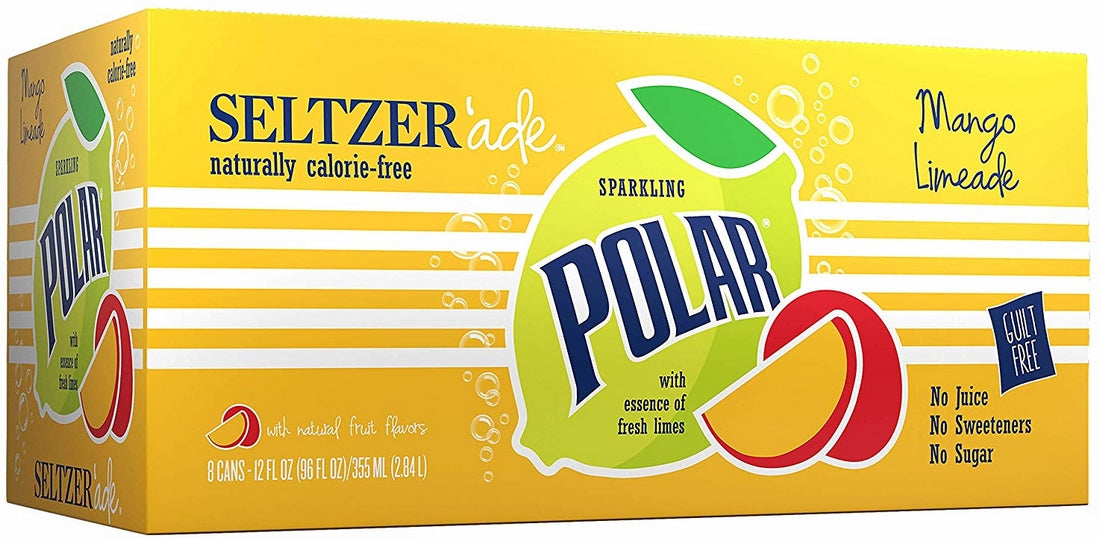Polar Sparkling Seltzer'ade Mango Limeade Cans, Value Pack, 8 x 12 oz