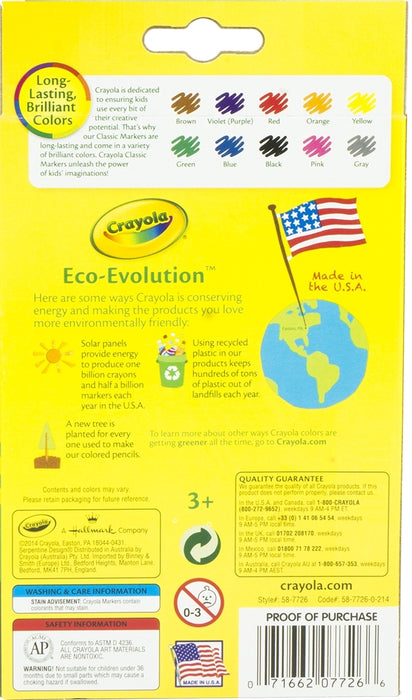 Crayola Fine Line Markers in Classic Colours, 10 ct