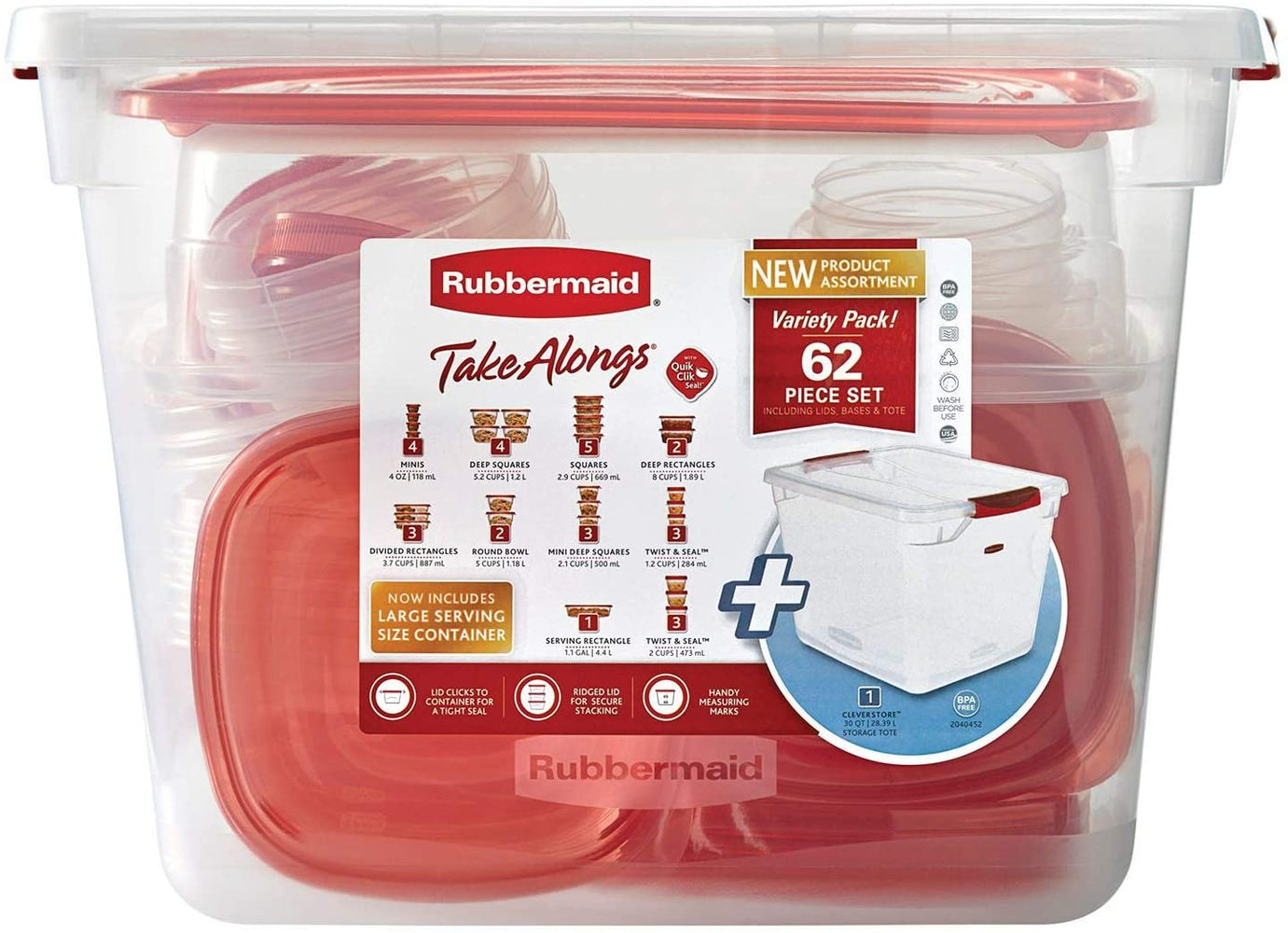 Rubbermaid Take Alongs Food Storage, Variety Pack , 60 pcs —