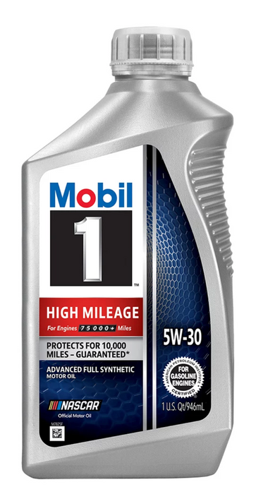 Mobil 1 5W-30 High Mileage Full Synthetic Motor Oil , 1 qt