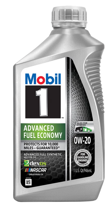 Mobil 1 Advanced Fuel Economy Full Synthetic Motor Oil, 0W-20, 1 qt