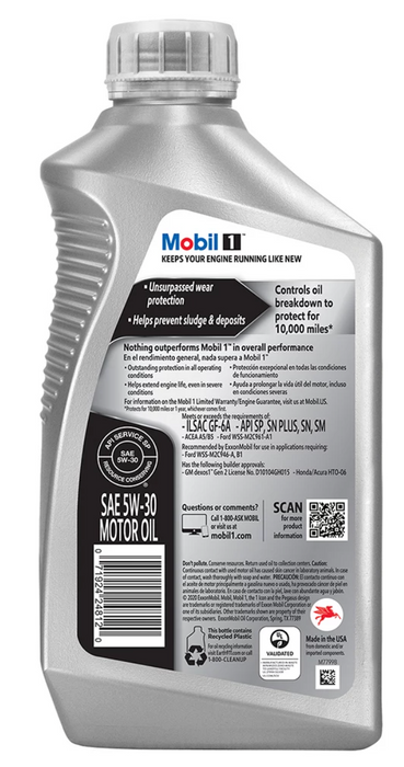 Mobil 1 Advanced Full Synthetic Motor Oil, 5W-30, 1 qt