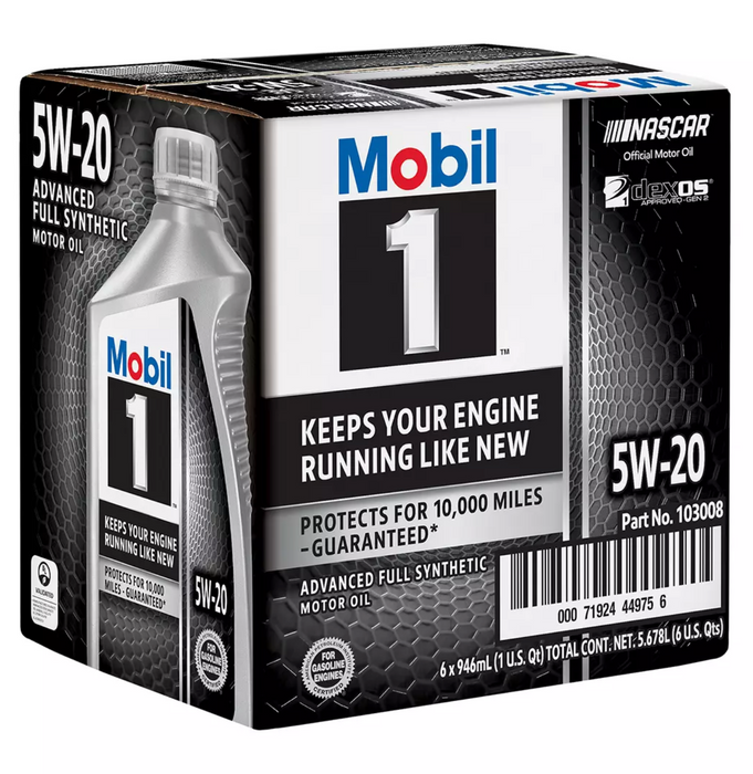 Mobil 1 5W-20 Advanced Full Synthetic Motor Oil, 6-Pack, 6 x 1 qt